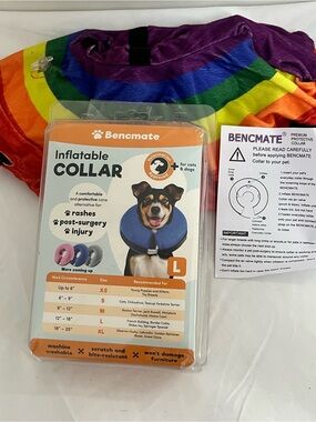 Bencmate Inflatable Pet Recovery Collar - Rainbow (Large)